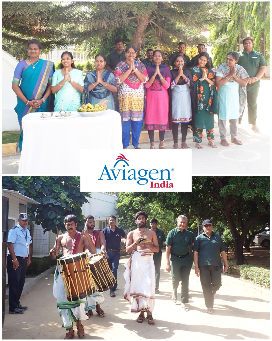 India Business Manager Dr. Ramakrishna and Dr. Jaiswal view traditional drum line